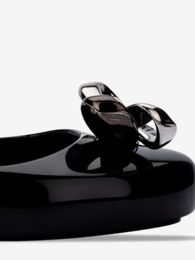 Mini Melissa Girls Sweet Love Glam Ballet Flats In Black