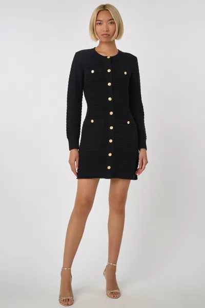Toccin Darla Textured Knit Mini Dress In Black