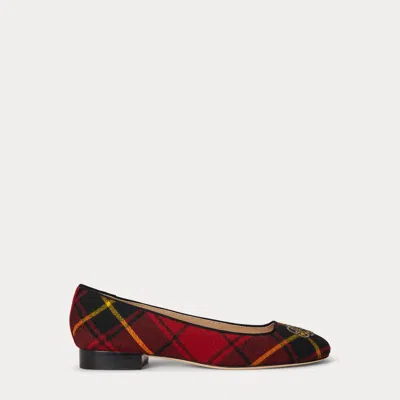 Ralph Lauren Women's Emellie Logo Plaid Ballet Flats In Red