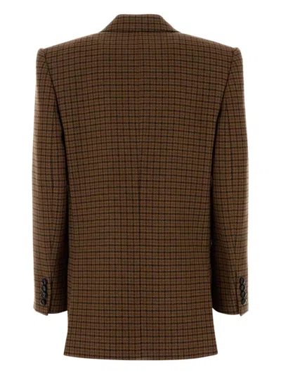 Chloé Tailored Wool Blend Blazer Embroidery In Brown