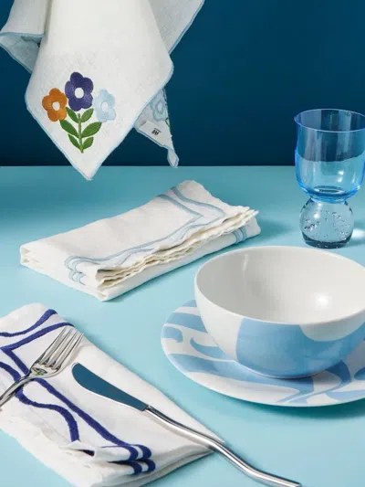 Misette Bubble-base Glass Tumbler (set Of Two) In Blue