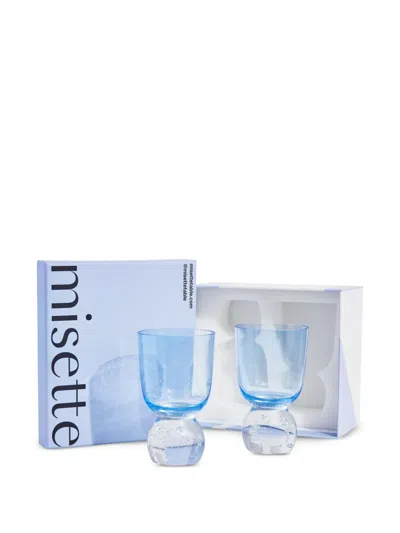 Misette Bubble-base Glass Tumbler (set Of Two) In Blue