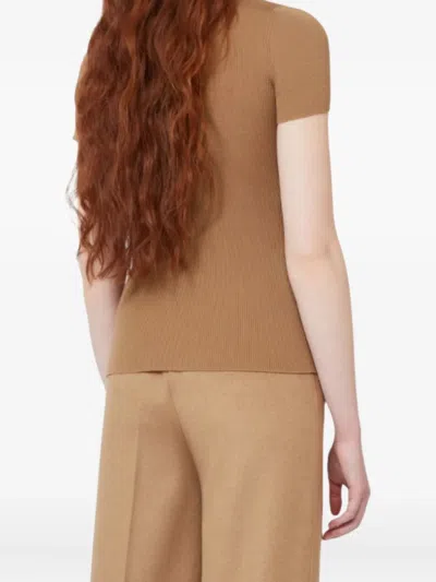 Max Mara Camel Wool Turtleneck In Brown