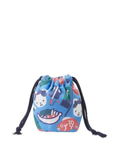 Familiar Drawstring Printed Bag In Blue