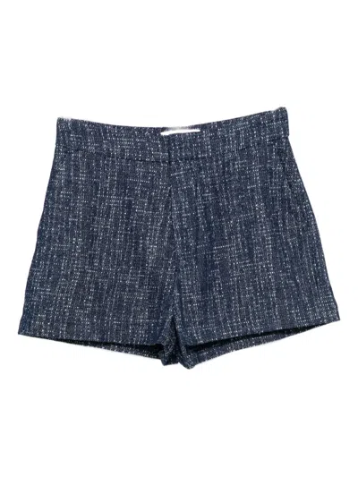 Frame Womens Indigo Tweed Regular-fit Mid-rise Cotton Shorts In Blue