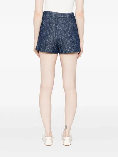 Frame Womens Indigo Tweed Regular-fit Mid-rise Cotton Shorts In Blue