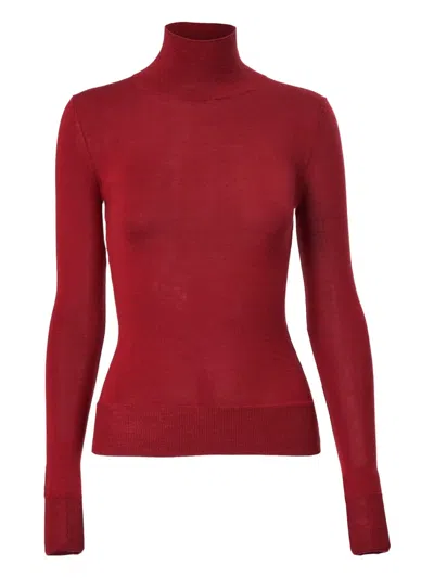Carolina Herrera Turtleneck Virgin Wool And Silk Sweater In Red