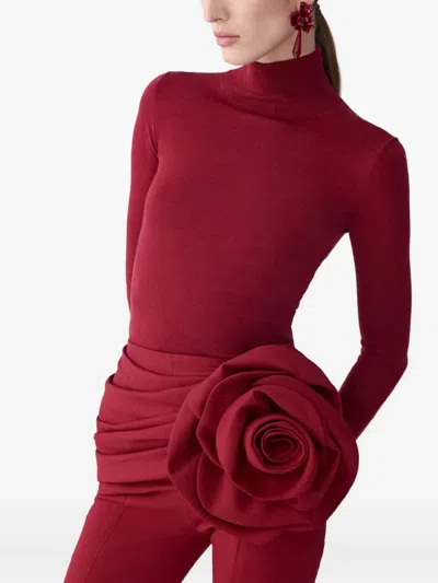 Carolina Herrera Turtleneck Virgin Wool And Silk Sweater In Red
