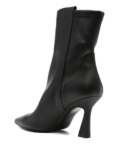 Stuart Weitzman 5050 Vinnie High Heels Ankle Boots In Black Leather In Black