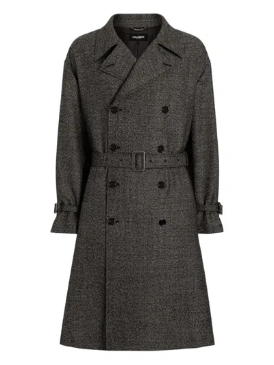 Dolce & Gabbana Dolce&gabbana Grey Wool Double-breasted Coat Men In Gray