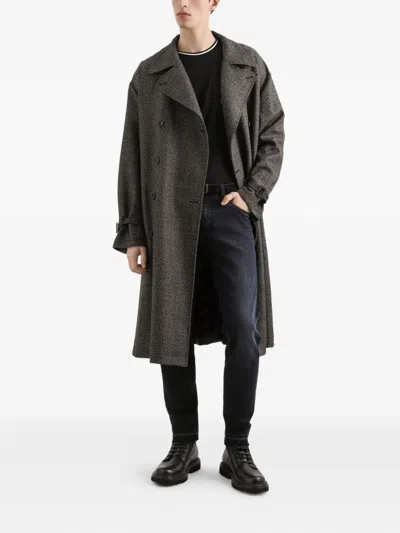 Dolce & Gabbana Dolce&gabbana Grey Wool Double-breasted Coat Men In Gray