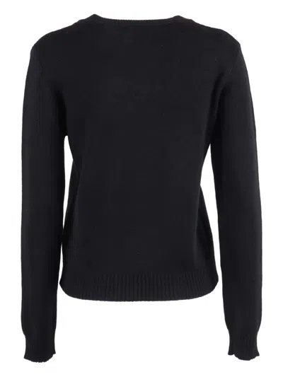Ballantyne Fitted Wool Pullover With Classic Round Neckline In Black