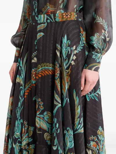 Etro Printed Silk Satin Maxi Skirt In Multi