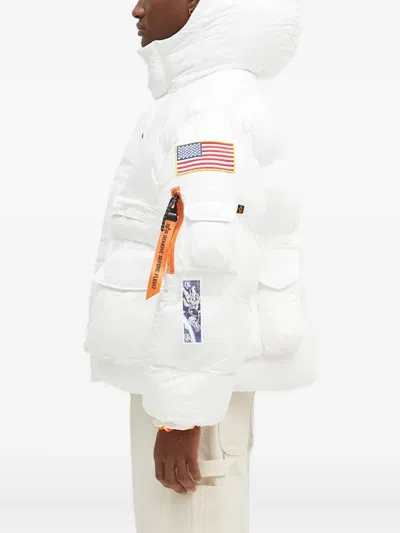 Alpha Industries Patch-appliqué Padded Jacket In White