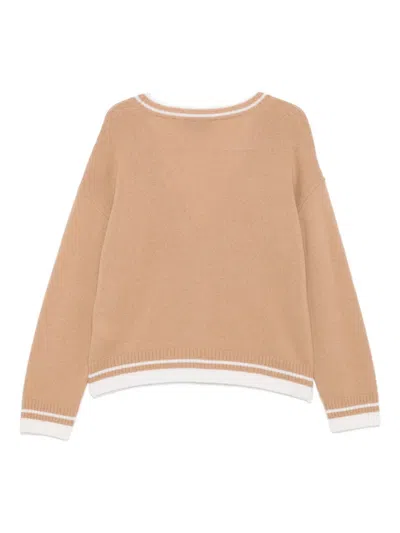 Msgm Long-sleeved Cardigan Sweater With Deep V-neckline And Button-down Front In Pink