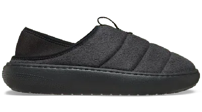Crocs Classic Vegan Suede Quilted Slip On Shoe In Black