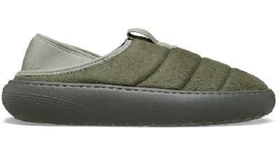 Crocs Classic Vegan Suede Quilted Slip On Shoe In Green