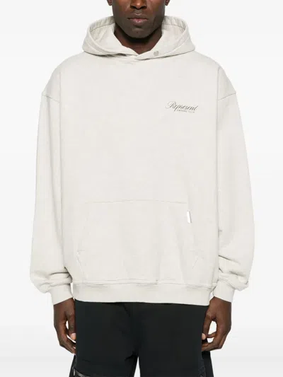 Represent Light Grey Back Red Text Hoodie In White