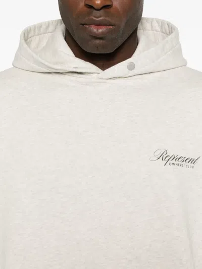 Represent Light Grey Back Red Text Hoodie In White