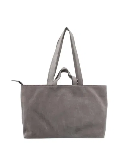 拉链开合绒面皮手提包