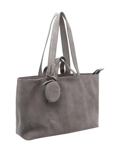 拉链开合绒面皮手提包