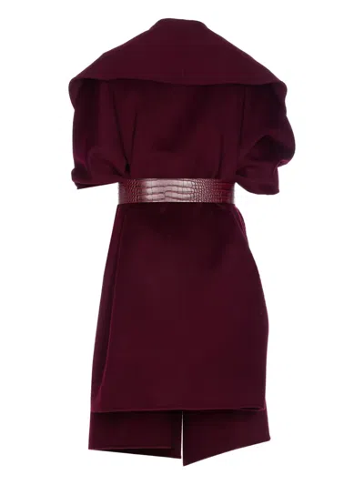 Elisabetta Franchi Double Wool Cape Capes Bordeaux In Red