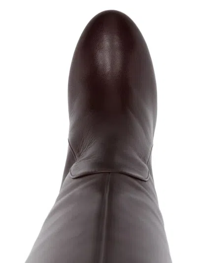 Stuart Weitzman Over-the-knee Block Heel Almond Toe Boots In Brown
