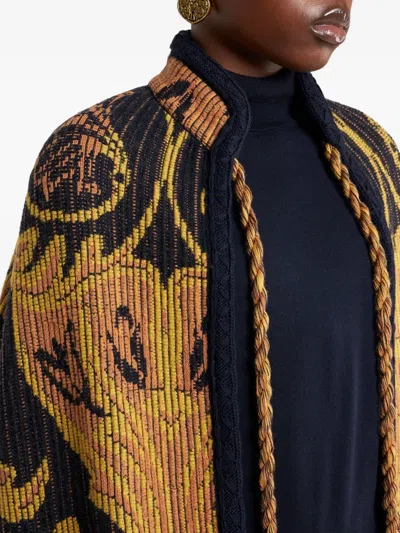 Etro Jacquard-pattern Cape In Black