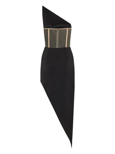 David Koma Asymmetric One-shoulder Dress In Black
