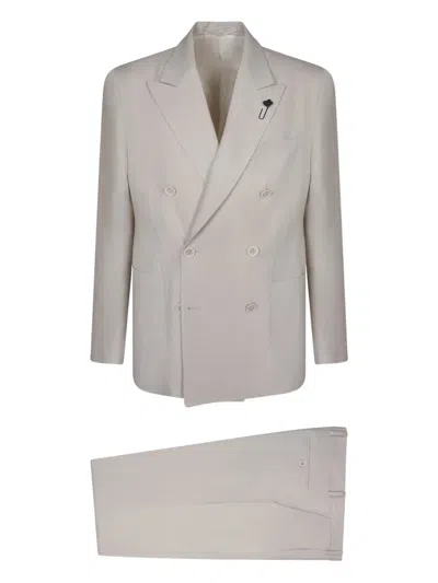 Lardini Double-breasted Suit In Neutral