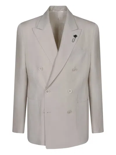 Lardini Double-breasted Suit In Neutral