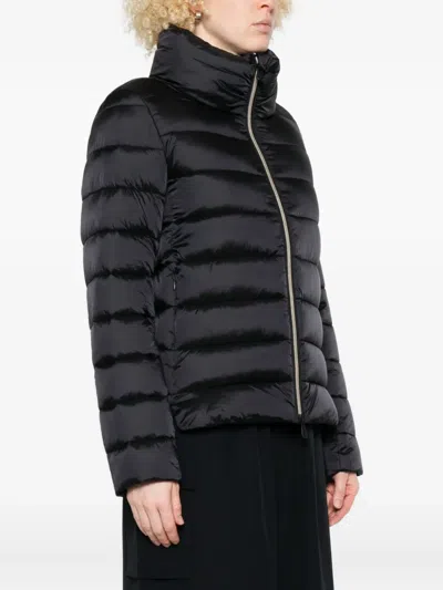 Save The Duck Horizontal Quilted Short Puffer Jacket In Black