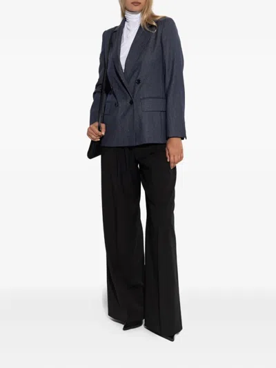 Max Mara Double-breasted Wool Jacket In Blue