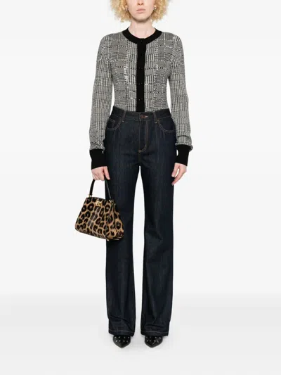 Ermanno Scervino Houndstooth Sequin-embellished Cardigan In Black