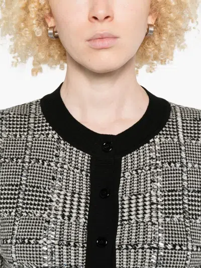 Ermanno Scervino Houndstooth Sequin-embellished Cardigan In Black