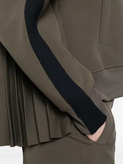 Sacai Pleated Tech-jersey Blouson Jacket In Black