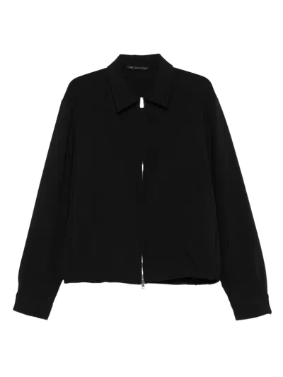 Low Brand Zip-front Collared Shirt Jacket In Black