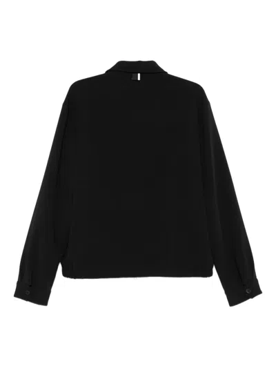 Low Brand Zip-front Collared Shirt Jacket In Black