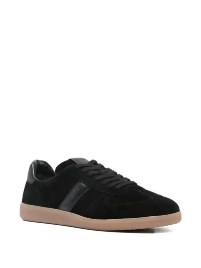 Tom Ford Leather Sneakers With Logo In Black