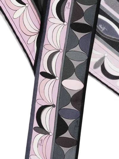 Pucci Printed Silk Twill Triangle Scarf In Gray