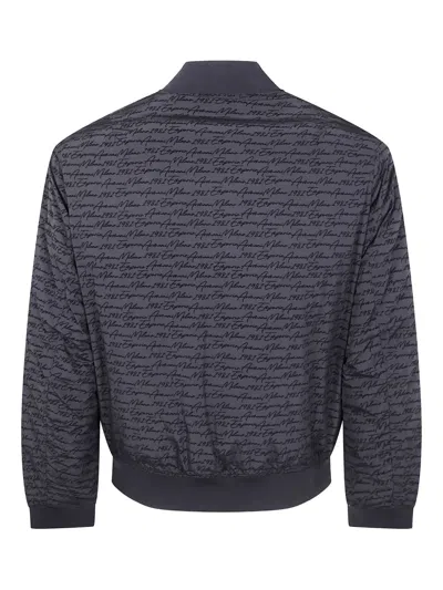 Emporio Armani Script-print Bomber Jacket In Black