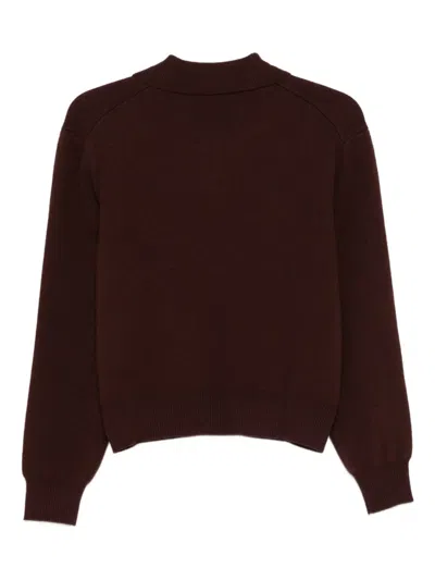 Dunst Brown Sweater With Polo Collar And Ribbed Details In Cashmere Man In Brown