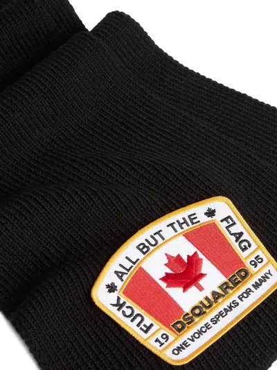 Dsquared2 Wool Scarf In Black