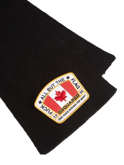 Dsquared2 Wool Scarf In Black