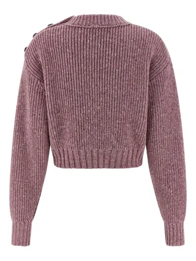 Chloé Cropped Mock-neck Sweater In A Merino Wool Knit In Pink