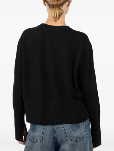 Arlo Mott Split-hem Long-sleeve Sweater In Black