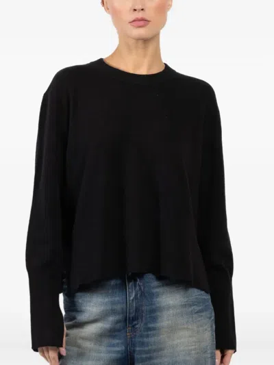 Arlo Mott Split-hem Long-sleeve Sweater In Black