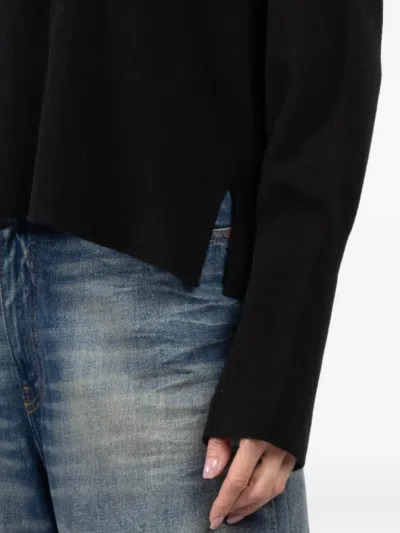 Arlo Mott Split-hem Long-sleeve Sweater In Black