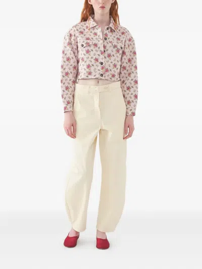 Antik Batik Floral-print Quilted Jacket In Pink