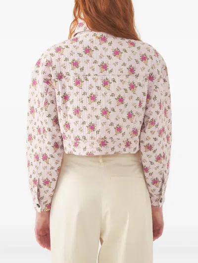 Antik Batik Floral-print Quilted Jacket In Pink